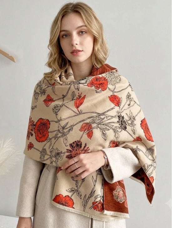 Floral Design Blanket Scarf Floral Design Blanket Scarf